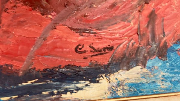 Pintura al óleo de un barco en el agua - imagen 3