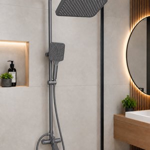 Lote siguiente: Barral de Ducha Monocomando Metálico Gris con Cabezal Rectangular Nuevo en Caja