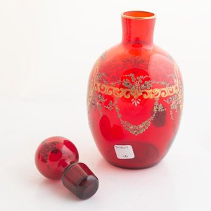 Juego de Licor Cristal Rubí con Esmalte y Dorado: Botellón y 6 Vasos - imagen 2