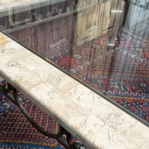 Mesa Ratona Hierro y Vidrio con Detalles Florales - imagen 6