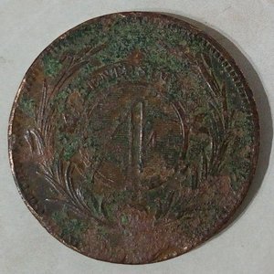 Moneda de Cobre 4 Centésimos Uruguay 1869 Sol de Mayo - imagen 2