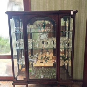 Vitrina Antigua de Roble con Vidrios Biselados y Espejo - imagen 5