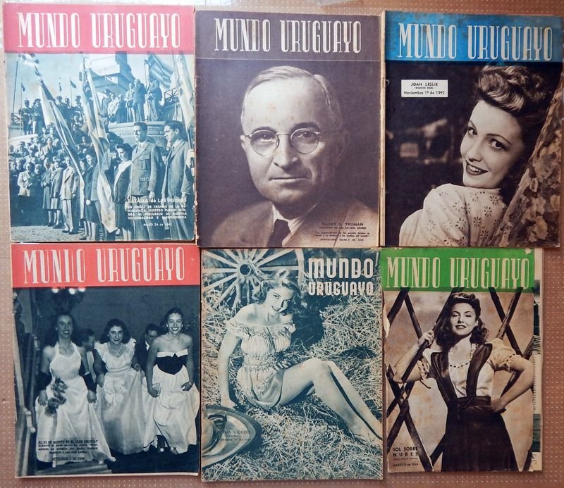 Seis Revistas "Mundo Uruguayo" de los años 1944, 1945 y 1948