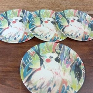 Set de 4 Platos Vintage de Melamina con Diseño de Cacatúa - imagen 2