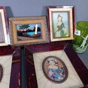 Lote de 5 cuadros y taza de cristal "Mary Gregory" - imagen 4
