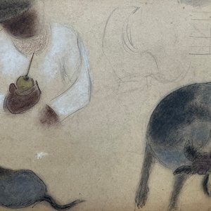 Lote siguiente: Obra "Los Compañeros" de José Cuneo - Pastel sobre Papel