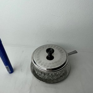 Azucarero de Vidrio Prensado con Tapa y Bandeja Metálica - imagen 4