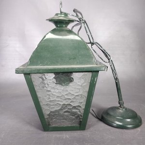 Farol de Chapa Verde con Cadena y Vidrios Fantasía - imagen 2