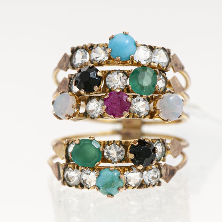 Lote anterior: Anillo de oro con piedras naturales y circonias