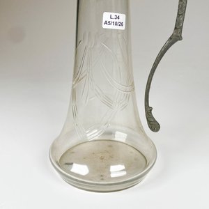Jarra de cristal tallada con virola metal, altura 27 cm - imagen 5