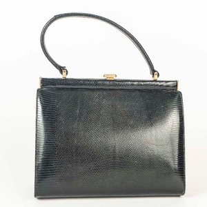 Cartera Vintage de Cuero Crock Negra - imagen 2