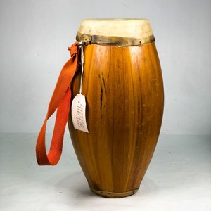 Tambor Chico de Madera y Lonja con Correa Naranja - imagen 1