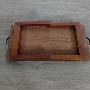 Mesita Plegable para Desayuno de Madera Oscura con Asas Metálicas - imagen 5