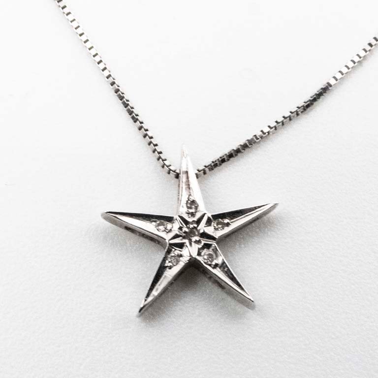 Cadena Fina de Plata con Dije Estrella y Piedras