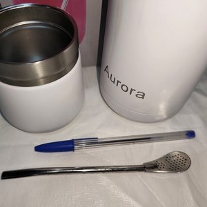 Kit Mate Acero Inoxidable Aurora Blanco con Termo, Bombilla y Pico Cebador - imagen 4