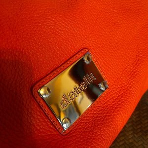 Cartera Datelli Naranja Cuero Metales Dorados - imagen 3