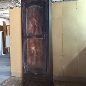 Ropero Antiguo de Madera con Puerta y Cajones - imagen 6