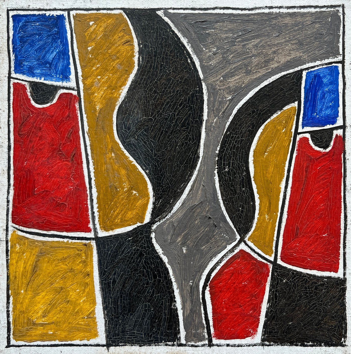 Walter Deliotti "Composición" Óleo sobre Cartón Abstracto 20x20cm