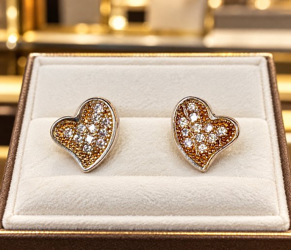 Pendientes Corazón en Plata 925 con Cristales Brillantes - imagen 1