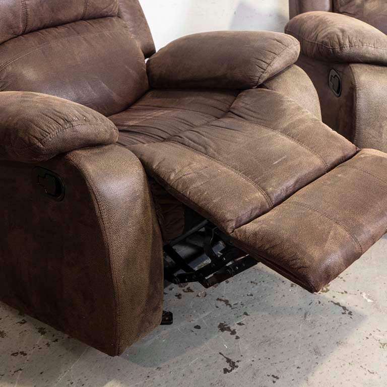 Sillones reclinables de cuero marrón - imagen 2