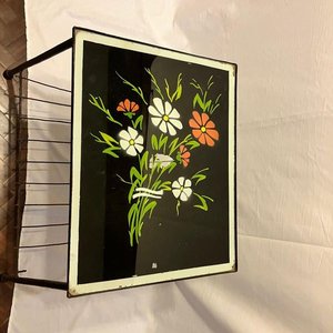 Mesa revistero vintage de estilo americano- Vidrio pintado a mano - imagen 2