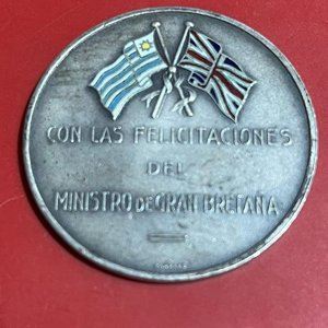 Medalla Cooperación Anglo Uruguaya Marzo 1940 Ministro de Gran Bretaña Esmaltada - imagen 1