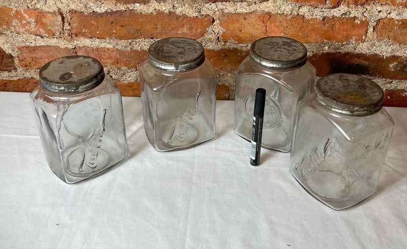 Lote de 4 Frascos Antiguos Coca Cola de Vidrio con Tapa de Aluminio