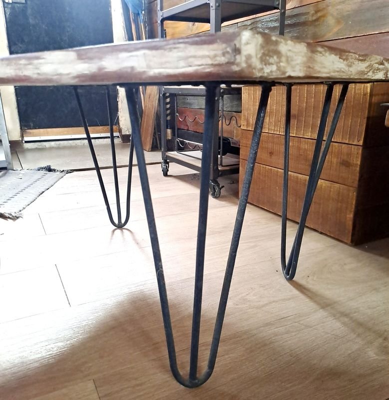 Mesa ratona echa rustica de estilo retro con patas harpina - imagen 2
