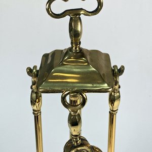 Juego de herramientas para chimenea de bronce con soporte - imagen 3