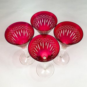 Juego de 4 Copas de Cristal Tallado Rojo 17 cm - imagen 4