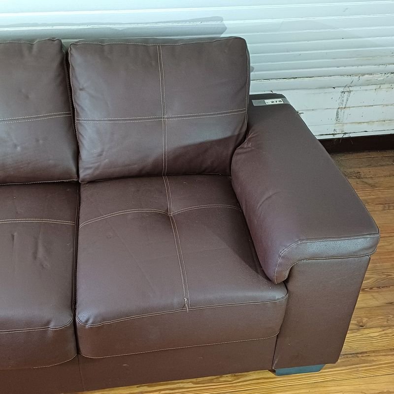 Sillón de 2 cuerpos en cuerina, cuero marrón - imagen 3