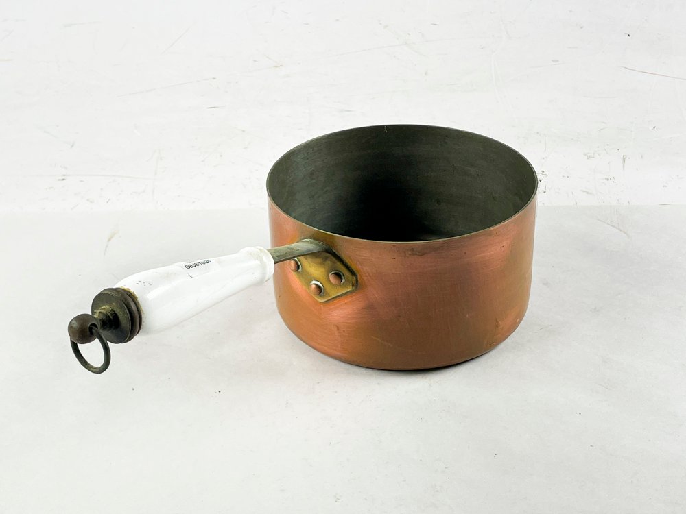 Olla de Cobre Fantuzzi con Asa de Cerámica Decorada