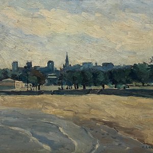Oleo "Playa Ramirez" de Clever Lara, 40 x 46 cm - imagen 1
