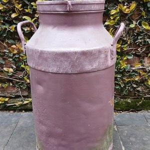 Tarro Lechero Antiguo Metálico con Diseño Floral Pintado a Mano - imagen 2