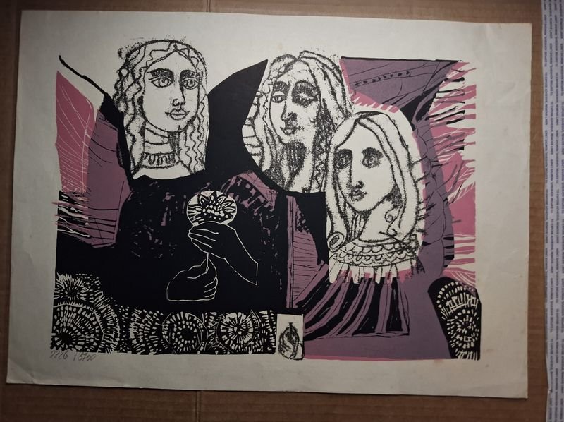 Lote anterior: Grabado en Linóleo de Gladys Afamado: 'Ángeles'