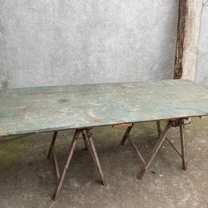 Mesa Plegable Rústica de Madera con Caballetes - imagen 4