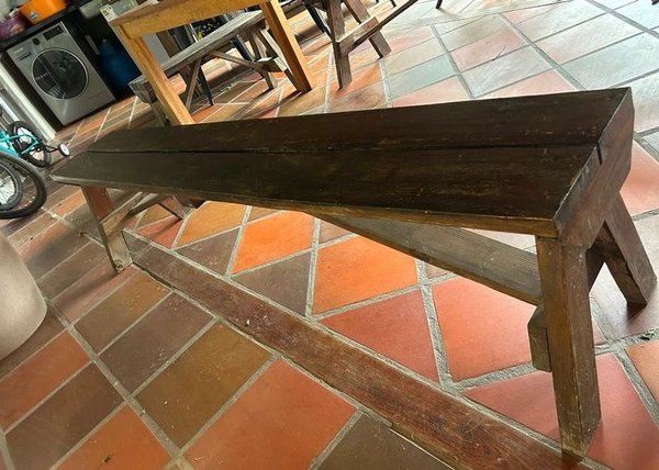2 Bancos Largos de Madera Rústica, 2 Metros