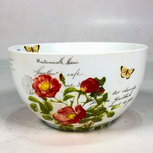 Ensaladera de Porcelana Blanca con Diseño Floral y Mariposas - Botanical Collection - imagen 2