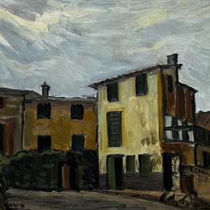 Pintura "Pueblo" de Alceu Ribeiro - Óleo sobre Tela 46 x 56 cm - imagen 1