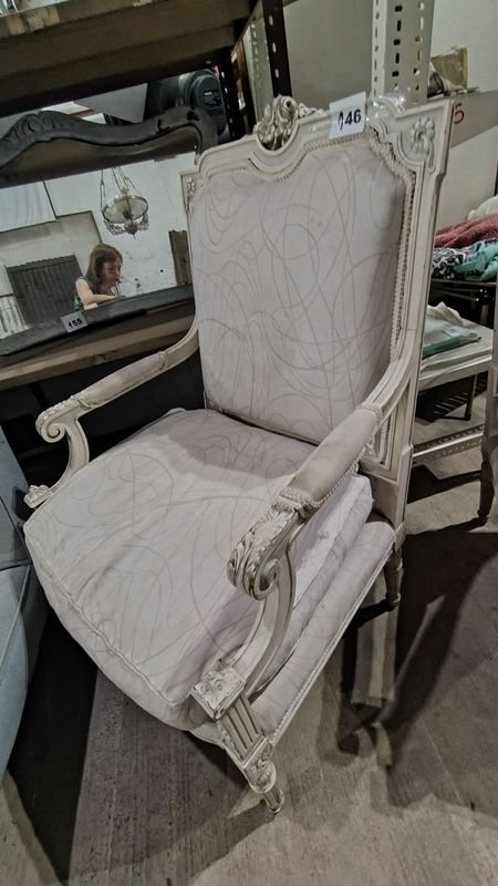 Sillon estilo Luis XV de color gris - imagen 2