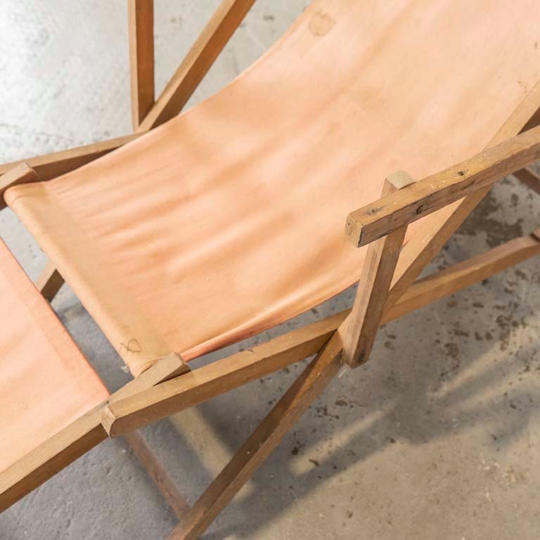 Silla perezoso plegable en madera y lona - imagen 2