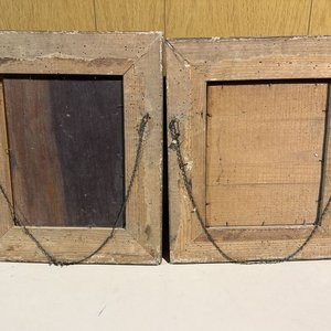 Juego de 2 Cuadros Antiguos con Retratos en Madera - imagen 3