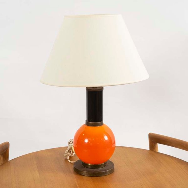 Lámpara de Mesa Vintage Bronce y Acrílico Naranja - imagen 1