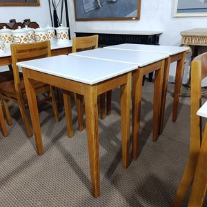 Mesas Auxiliares Rectangulares de Madera Maciza con Tapa Blanca - imagen 3
