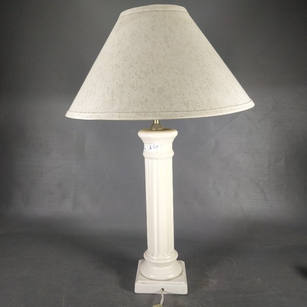 Lámpara de Mesa Cerámica Estilo Columna con Pantalla Beige - imagen 1