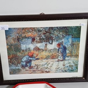 Cuadro estilo Van Gogh, copetinero de loza y posa mate de cuero - imagen 3