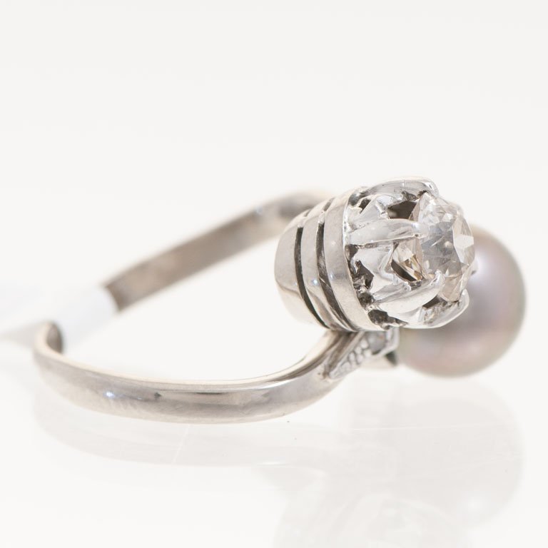 Anillo de oro con brillante y perla - imagen 2