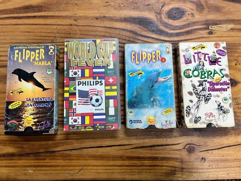 Videocassettes VHS Antiguos: Flipper, Little Cobras, World Cup Fever USA ’94