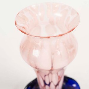Florero de Cristal Murano Rosa con Base Azul - imagen 2