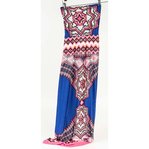 Solera Estampada Strapless Azul y Rosa - imagen 2